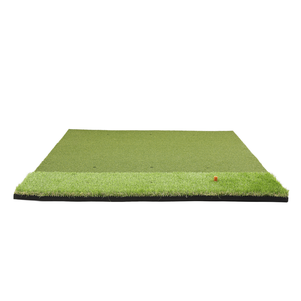 Green grass-like mat on a white background