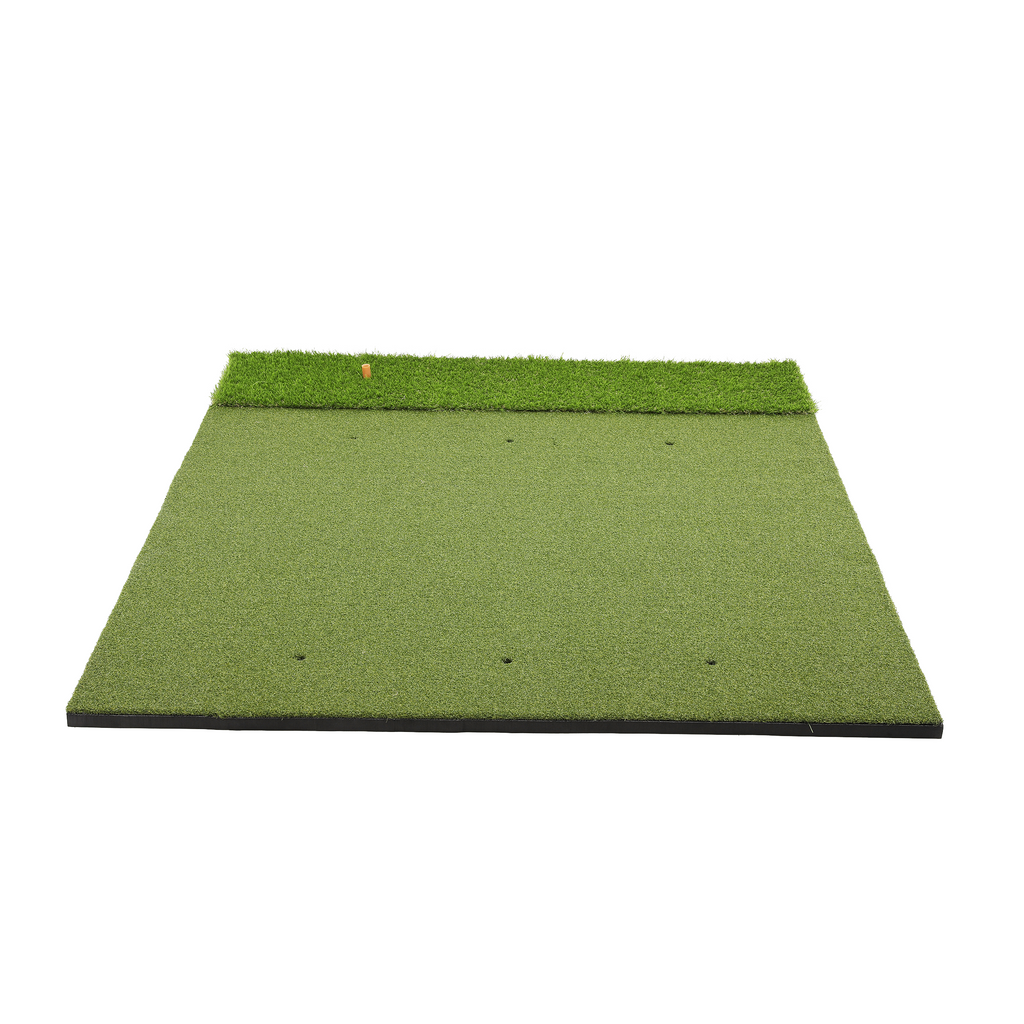 Green golf practice mat on a white background